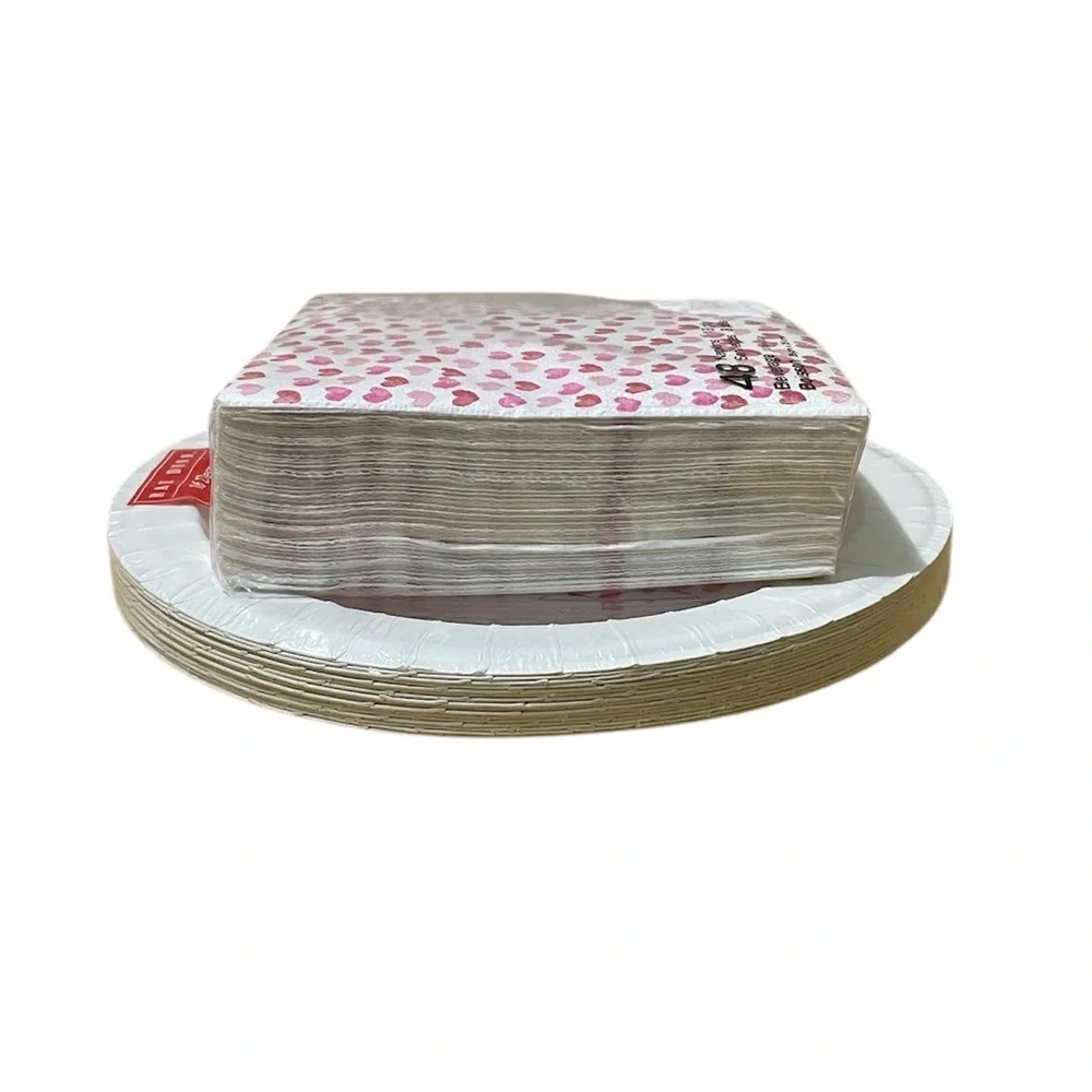 Rae Dunn “Be Mine” Dessert Plates and Lady Jayne Heart Patterns Napkins Set